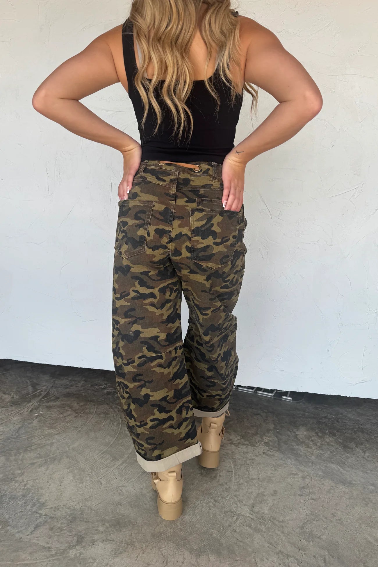 PREORDER- BROGAN CAMO BARREL JEANS