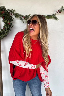 PREORDER- CHRISTMAS MEG PULLOVER PONCHO