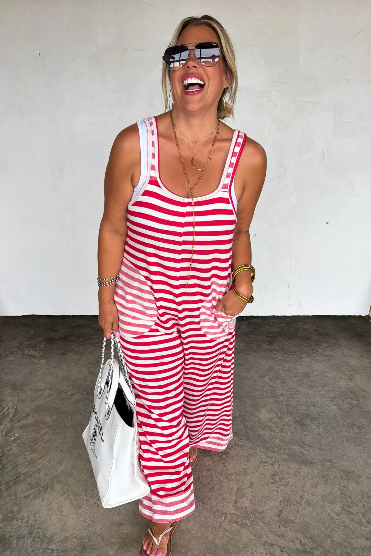 PREORDER- RICKI STRIPE TERRY ROMPER
