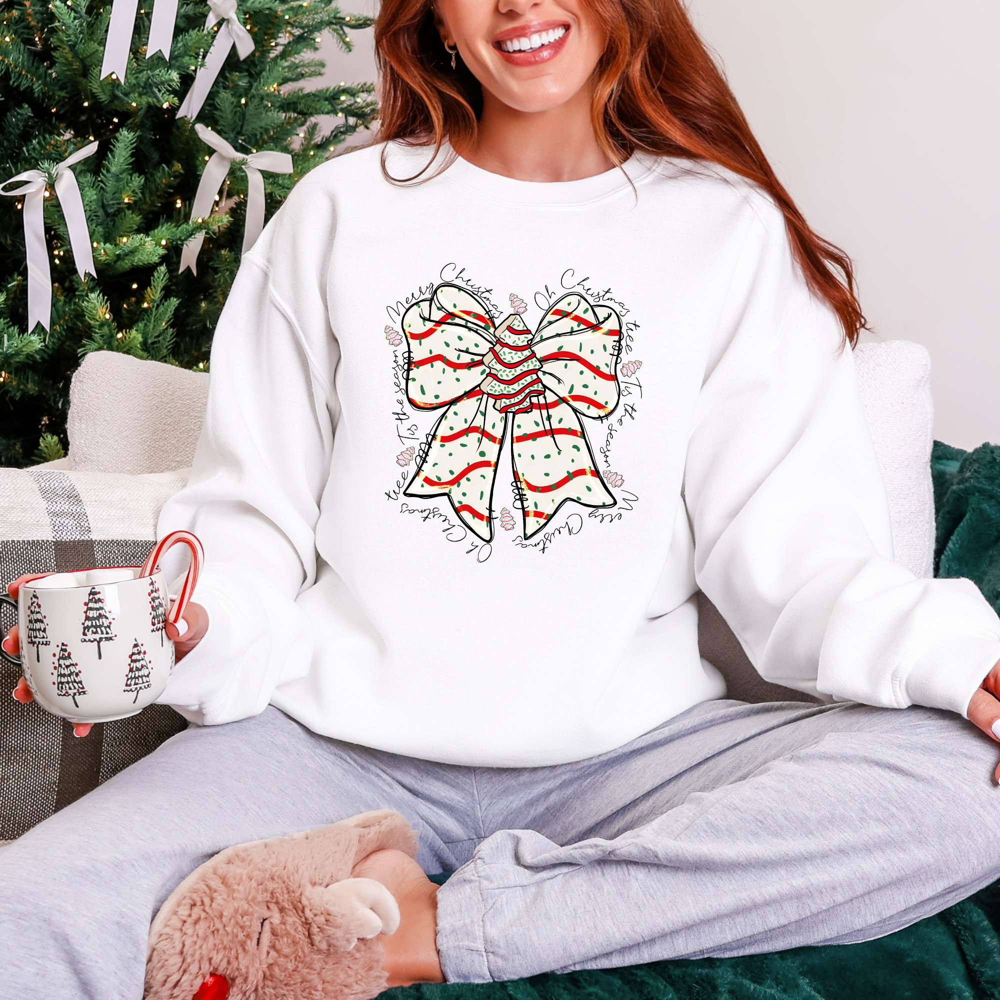 Retro Christmas Tree Bow Sweatshirt