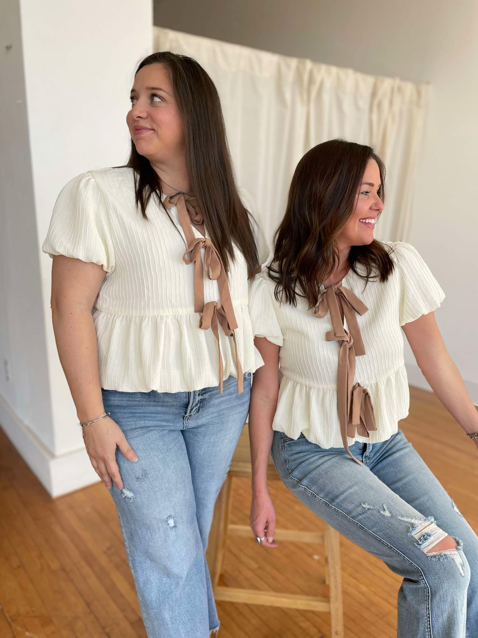 Tied Up In A Bow Textured Blouse