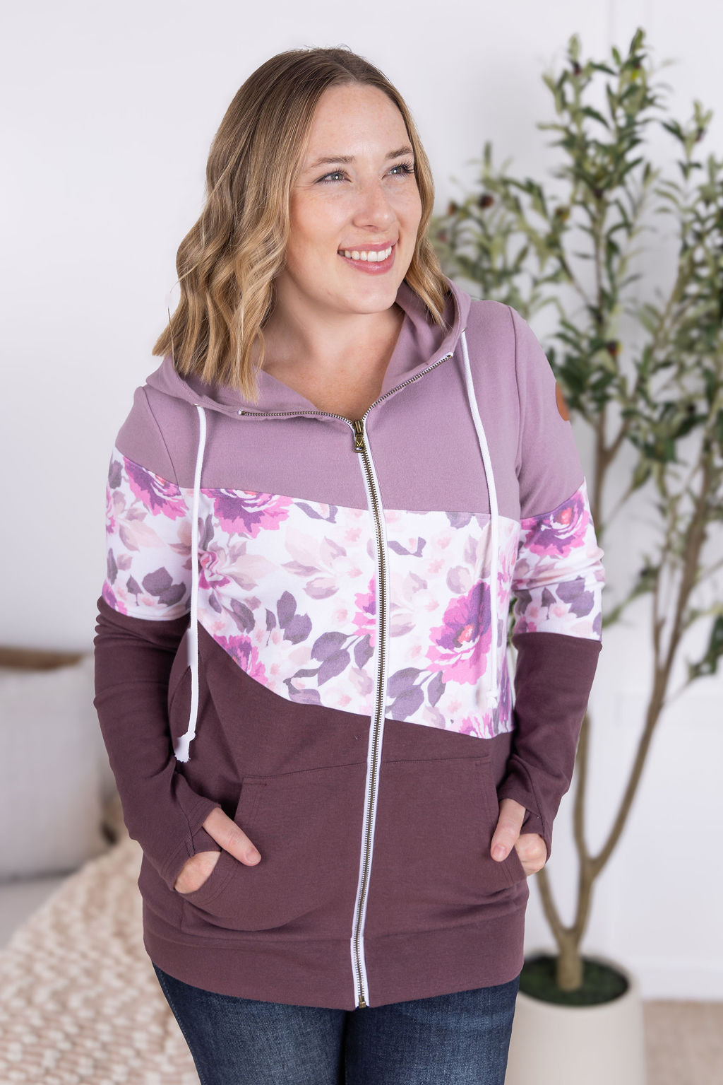 Colorblock Fullzip - Purple, Autumn Blossom, and Plum