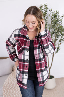 Norah Plaid Shacket - Merlot Mix