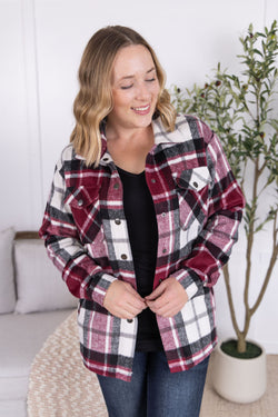 Norah Plaid Shacket - Merlot Mix