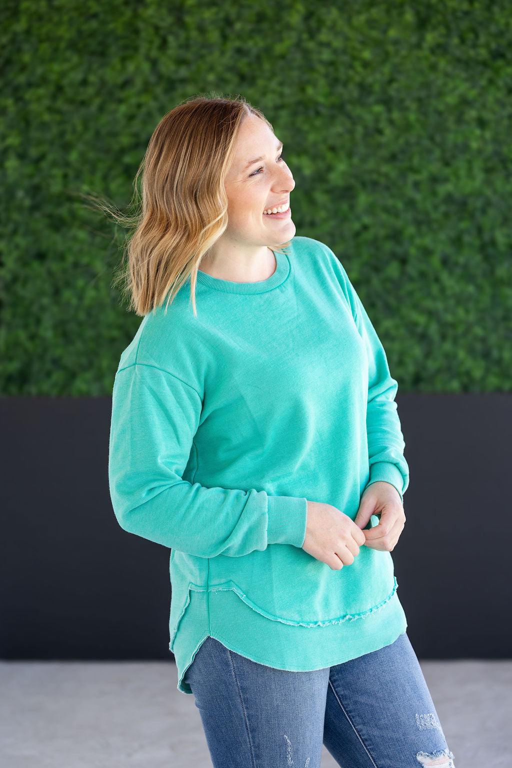 Vintage Wash Pullover - Caribbean Green