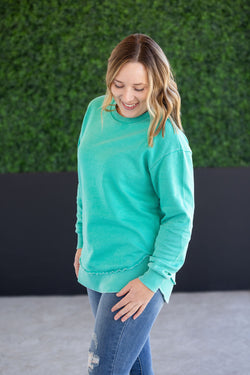 Vintage Wash Pullover - Caribbean Green