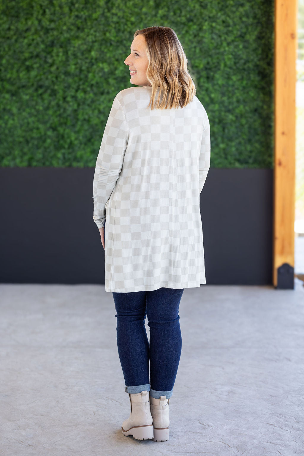 Classic Cardigan - Neutral Checkers