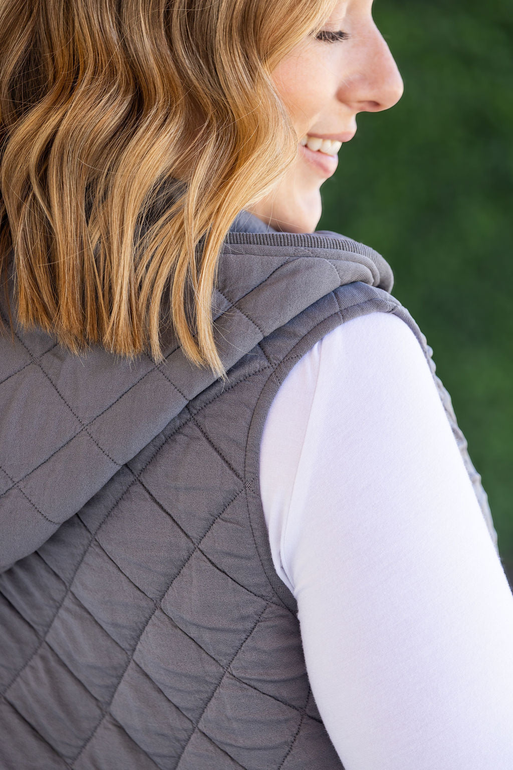 Heather Hooded Vest - Grey