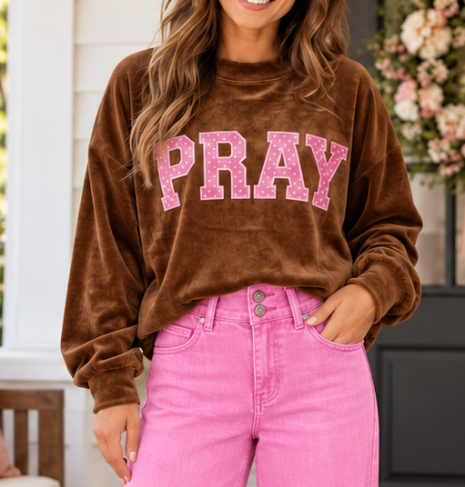 Coffee Pray Embroidery Sweatshirt WTW