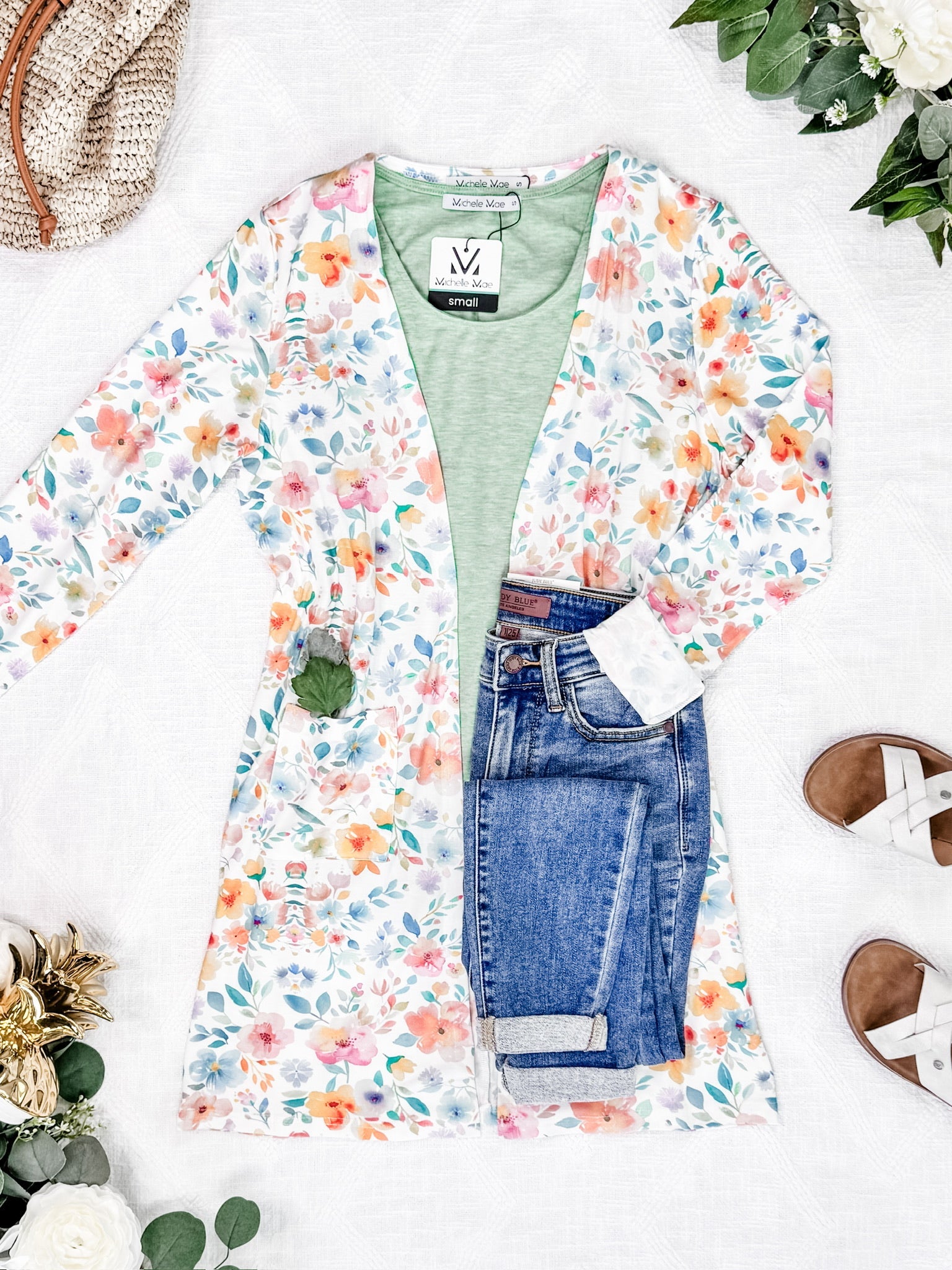 Classic Cardigan - Watercolor Floral