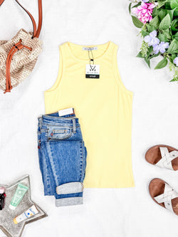 Tara Ribbed Tank - Yellow