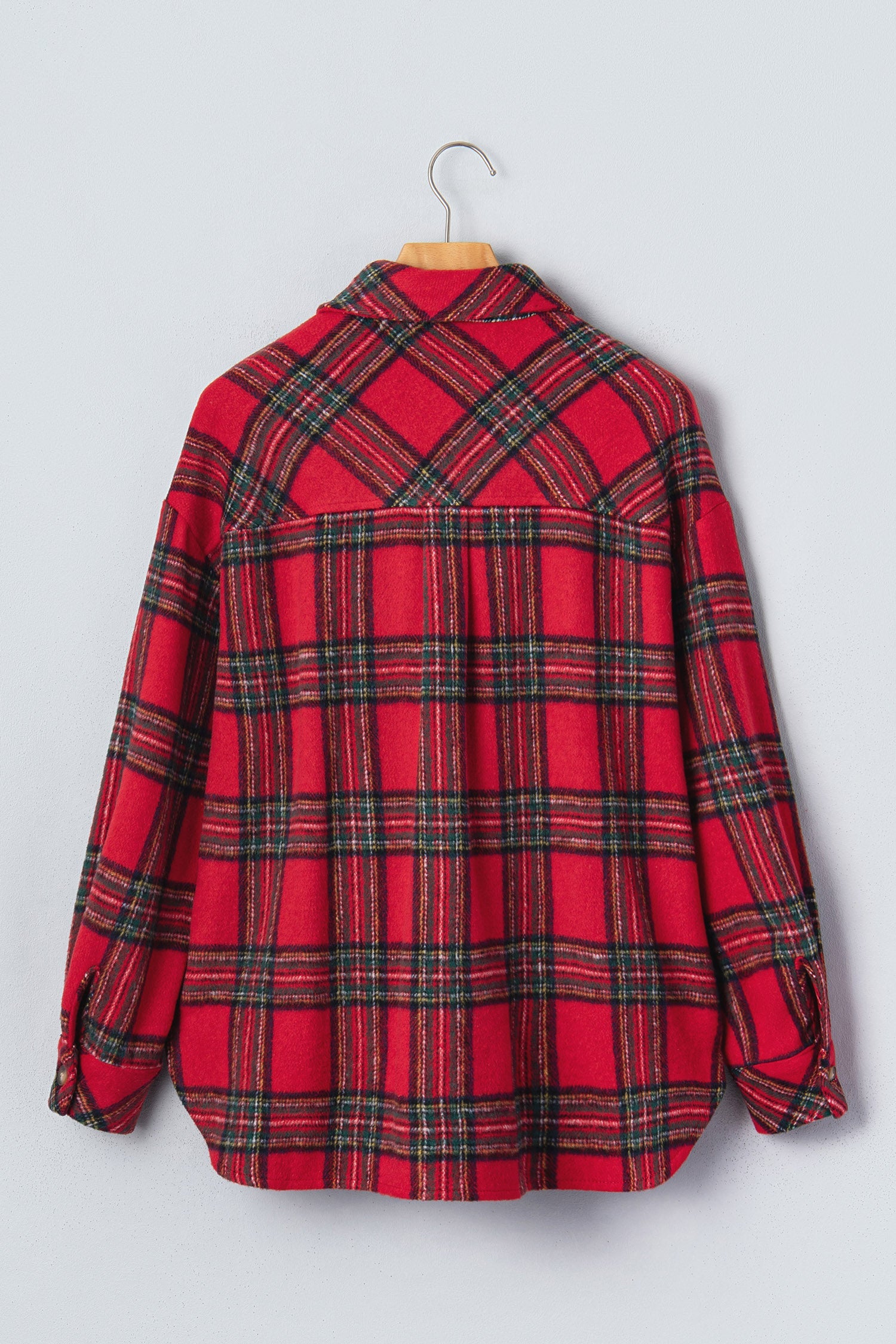 Plaid Button Front Long Sleeve Shacket