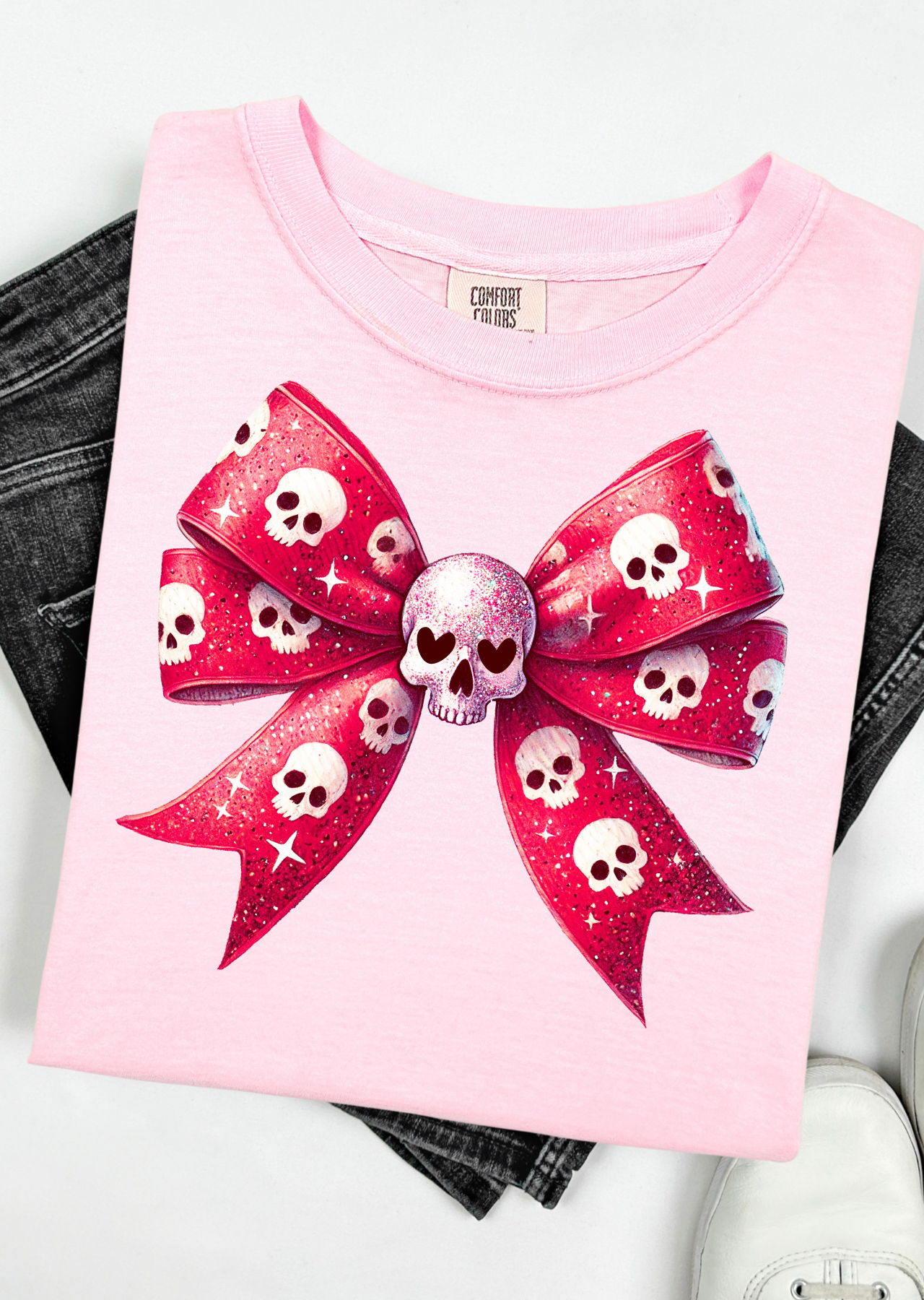 Skull Bow Comfort Colors T-Shirt
