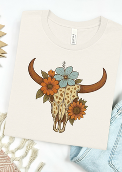 Boho Bloom Longhorn Tee Bella Canvas T-Shirt