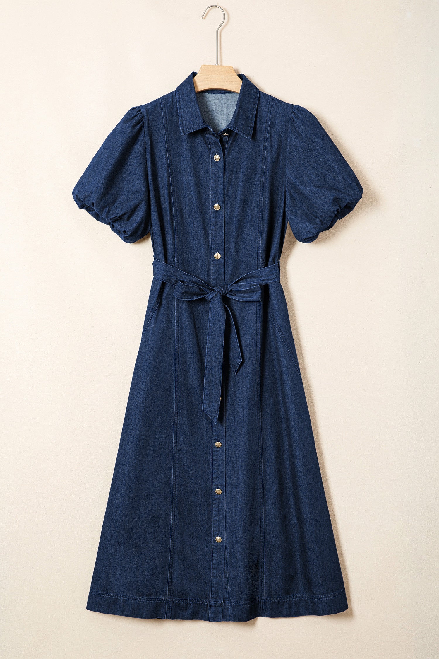 Bubble Sleeve Long Denim Dress WTW