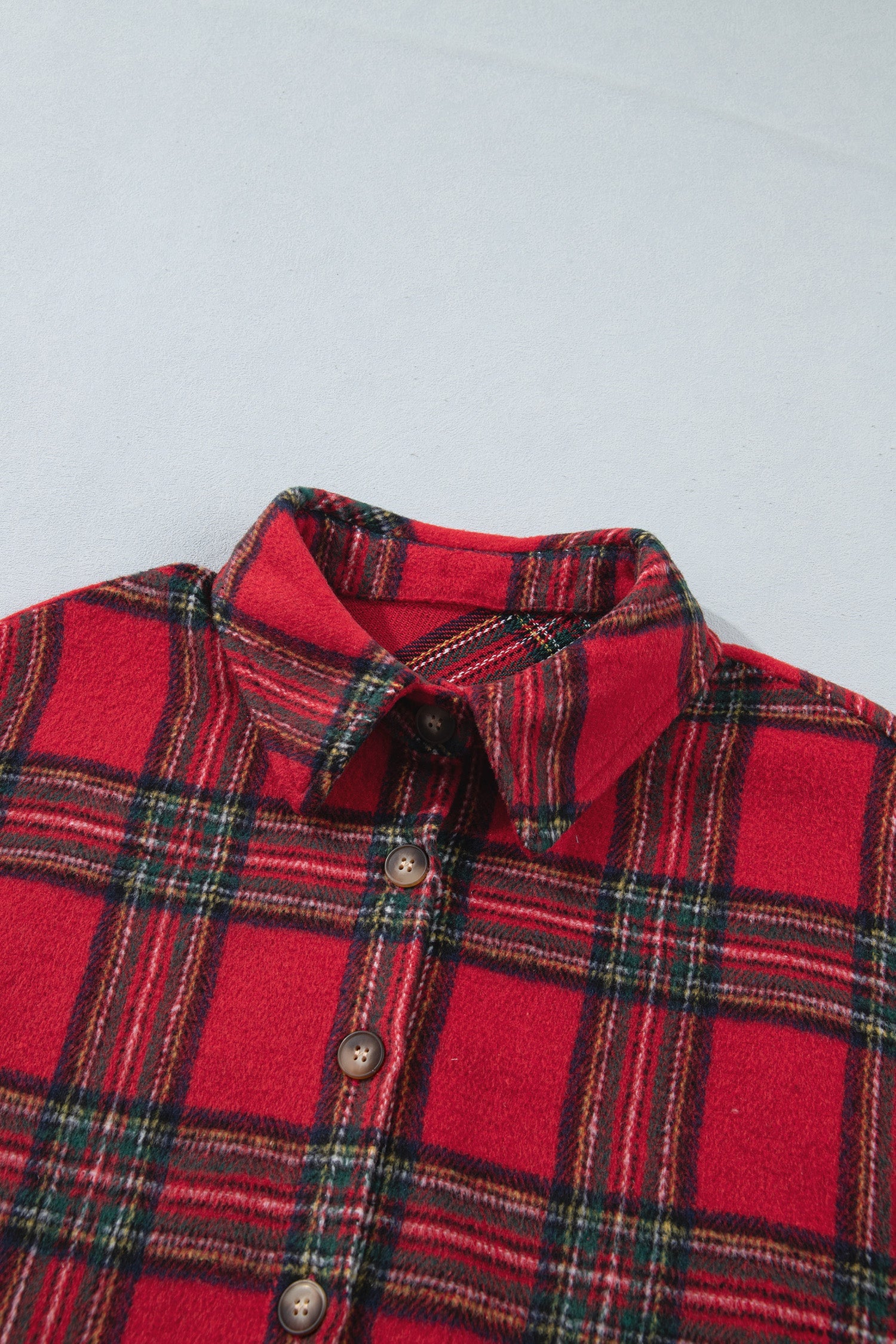 Plaid Button Front Long Sleeve Shacket