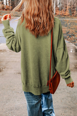 Early Access - Dropped Shoulder Round Neck Long Sleeve Blouse