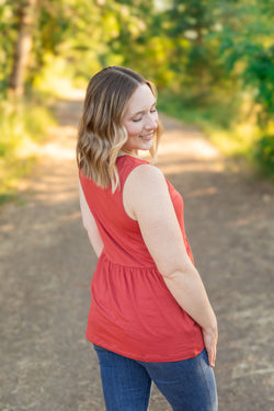 Renee Ruffle Tank - Brick