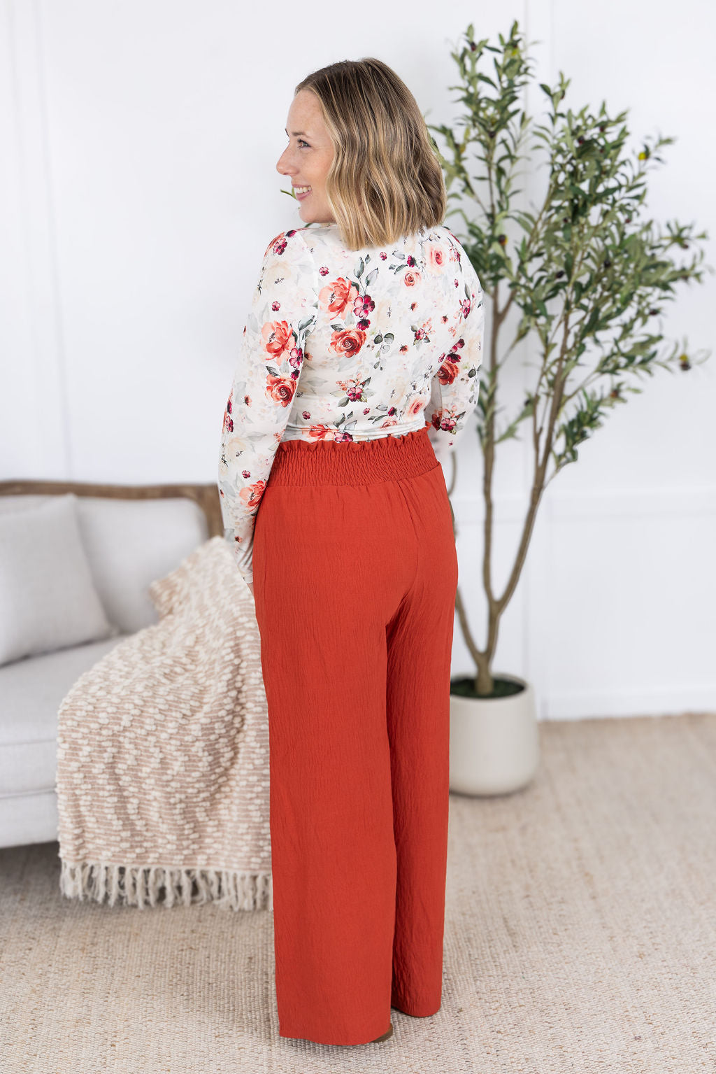 Presley Palazzo Pants - Brick