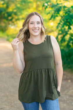 Renee Ruffle Tank - Olive