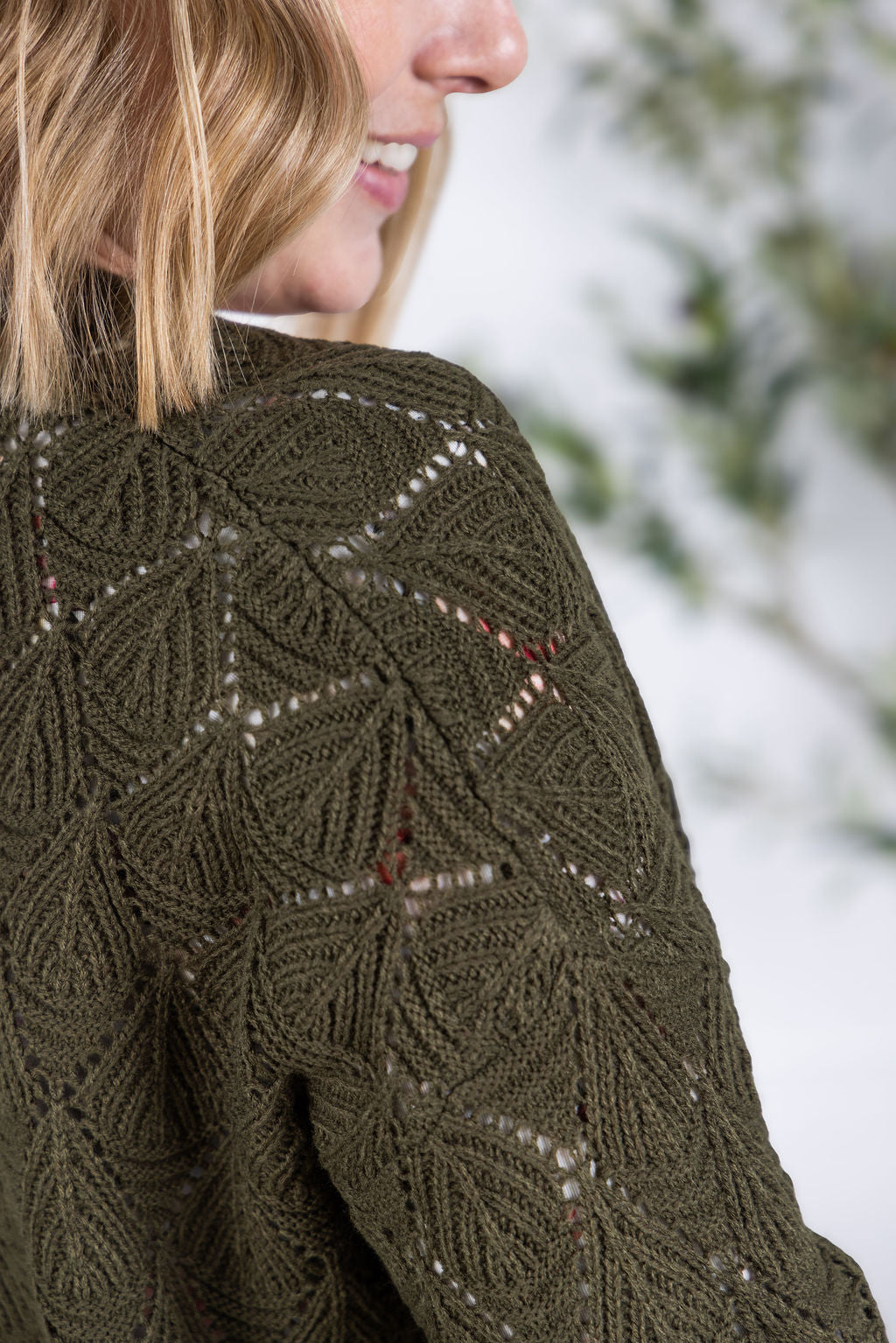 Open Knit Cardigan - Olive
