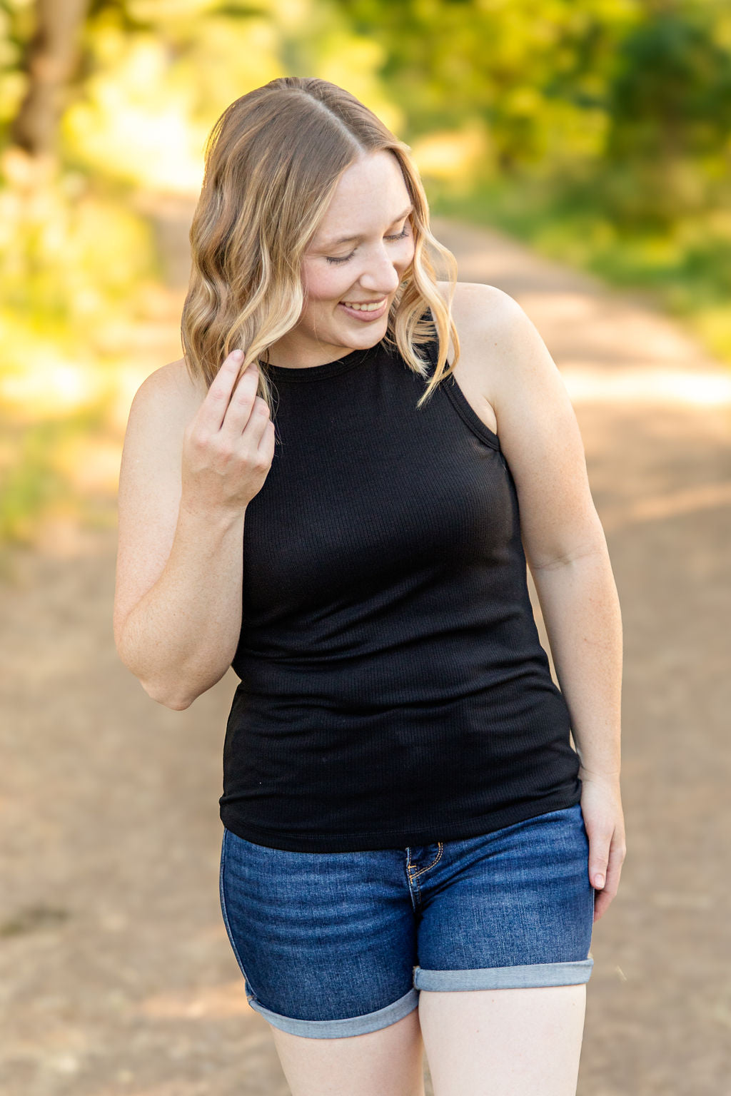 Tara Ribbed Tank - Black | Women's Tank Top