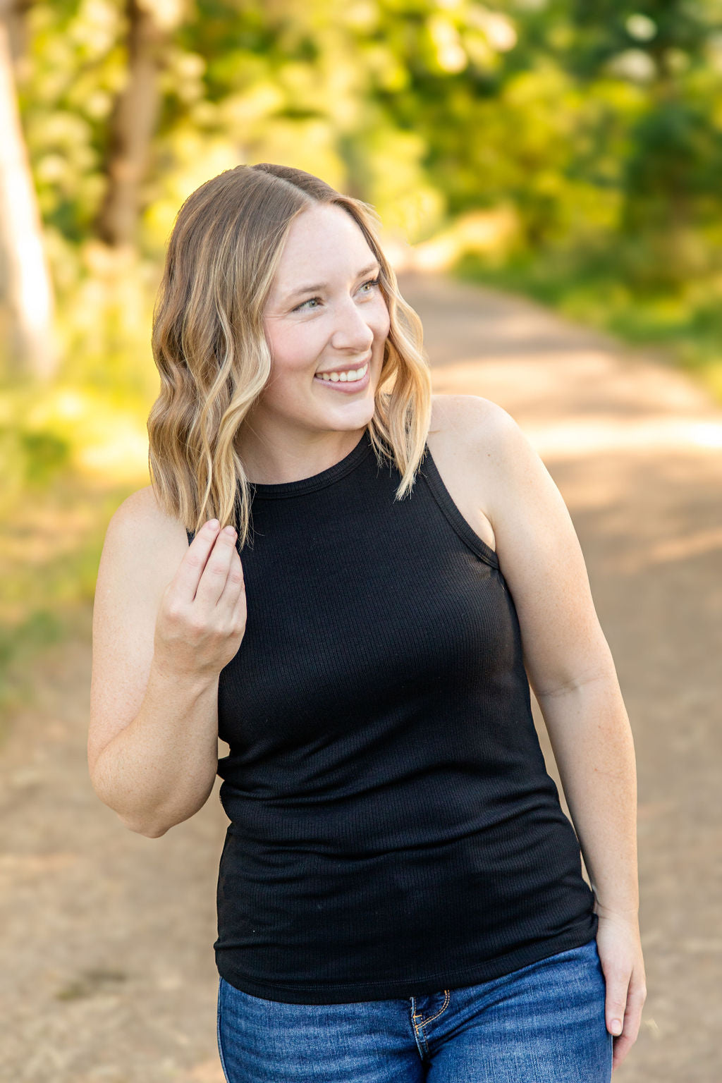 Tara Ribbed Tank - Black | Women's Tank Top