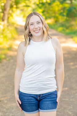 Tara Ribbed Tank - White | Women's Tank Top