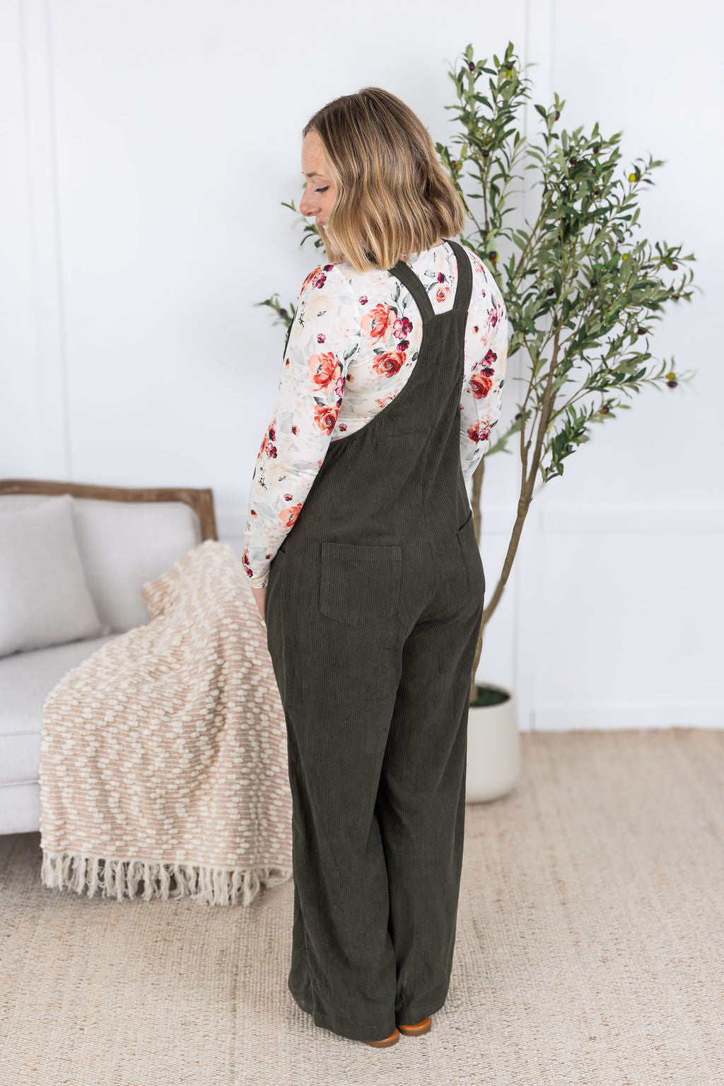 Corduroy Overalls - Olive