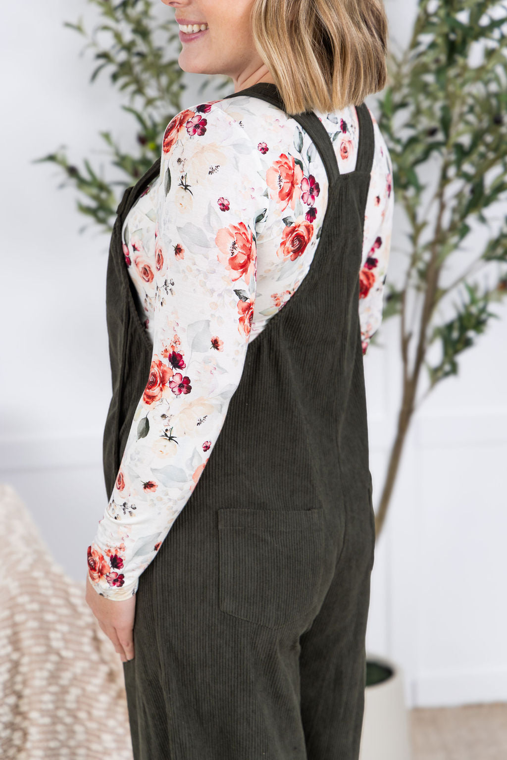 Corduroy Overalls - Olive