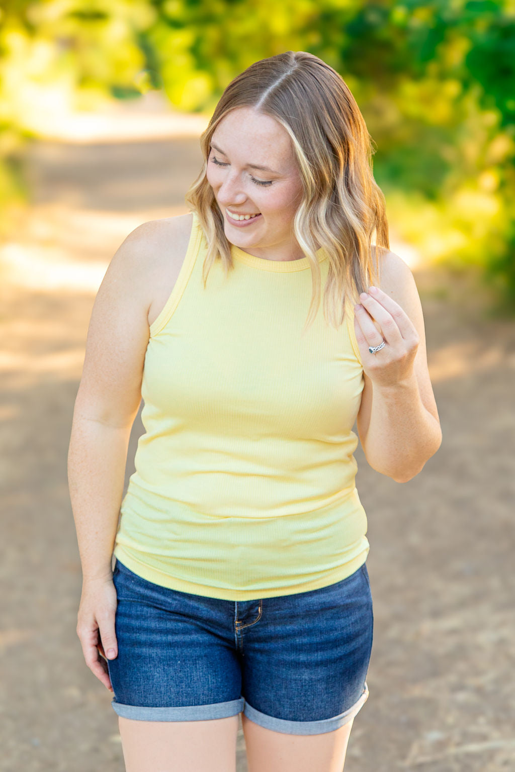 Tara Ribbed Tank - Yellow