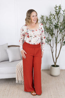 Presley Palazzo Pants - Brick