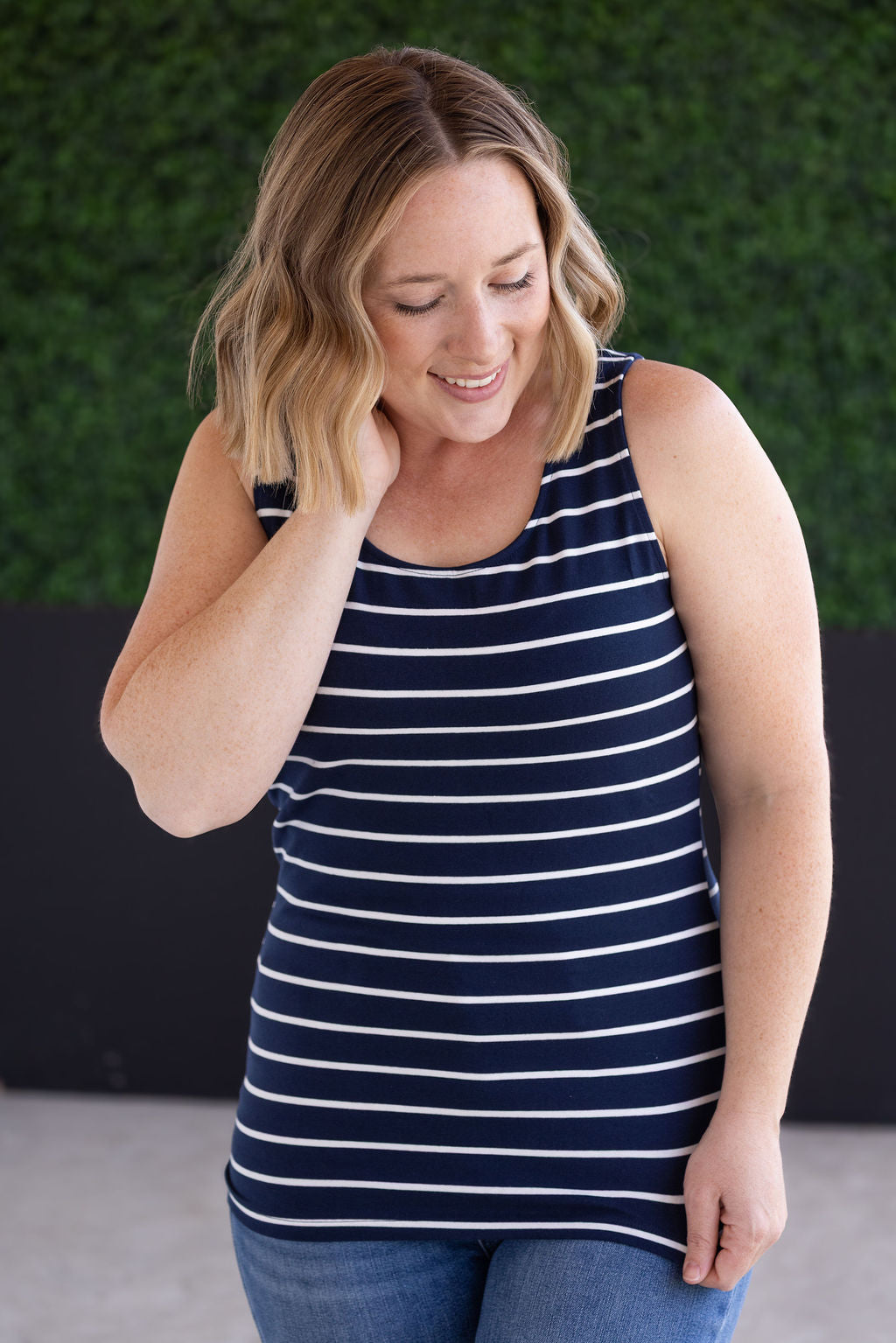 Tiffany Tank - Navy and White Stripes