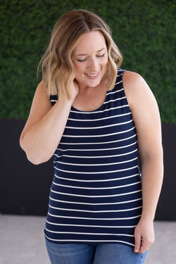 Tiffany Tank - Navy and White Stripes