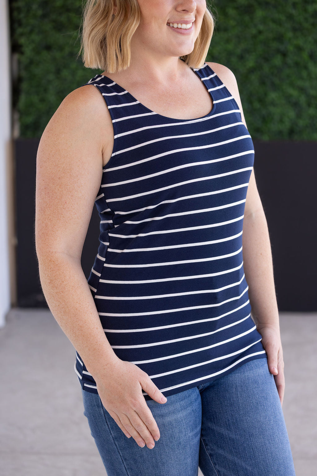 Tiffany Tank - Navy and White Stripes