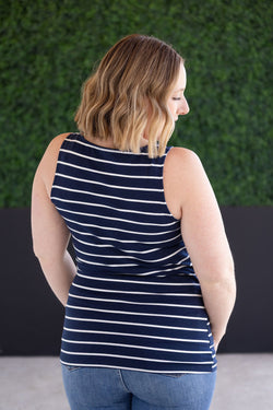 Tiffany Tank - Navy and White Stripes