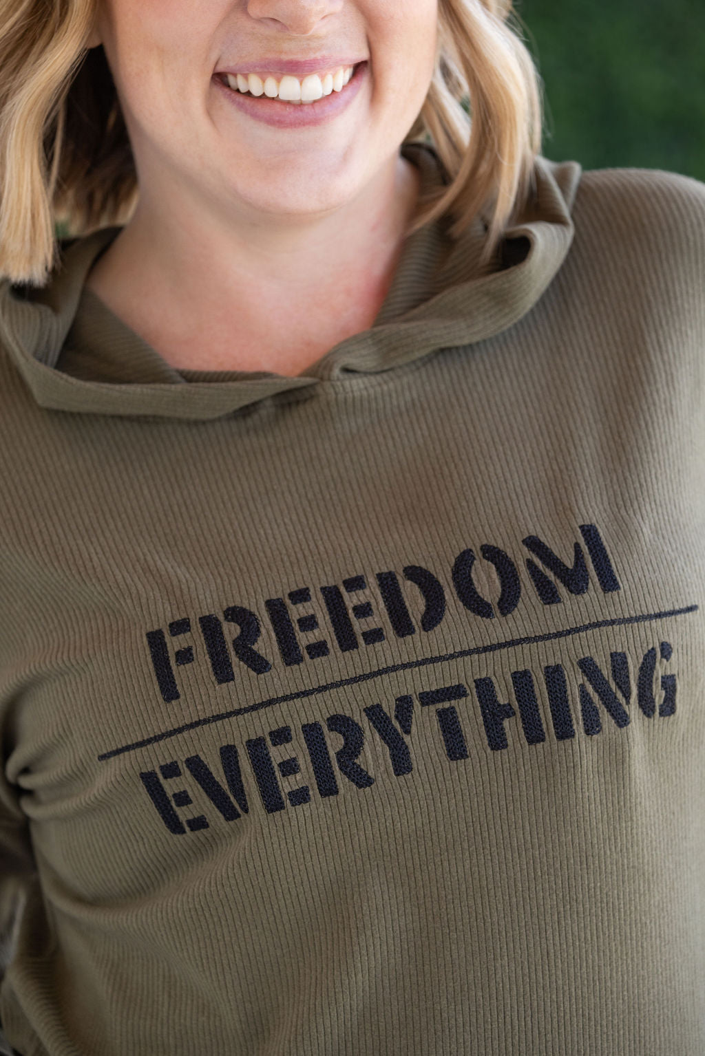 Corrine Embroidered Hoodie - Freedom Over Everything