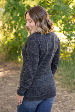 Brittney Button Sweater - Charcoal | Women's Long Sleeve