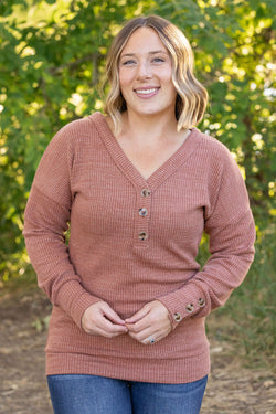 Brittney Button Sweater - Terra Cotta | Women's Long Sleeve