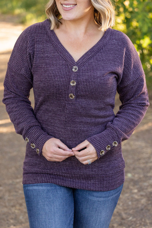 Brittney Button Sweater - Purple | Women's Long Sleeve