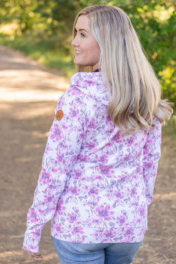 Classic Fullzip Hoodie - Pink Floral and Burgundy