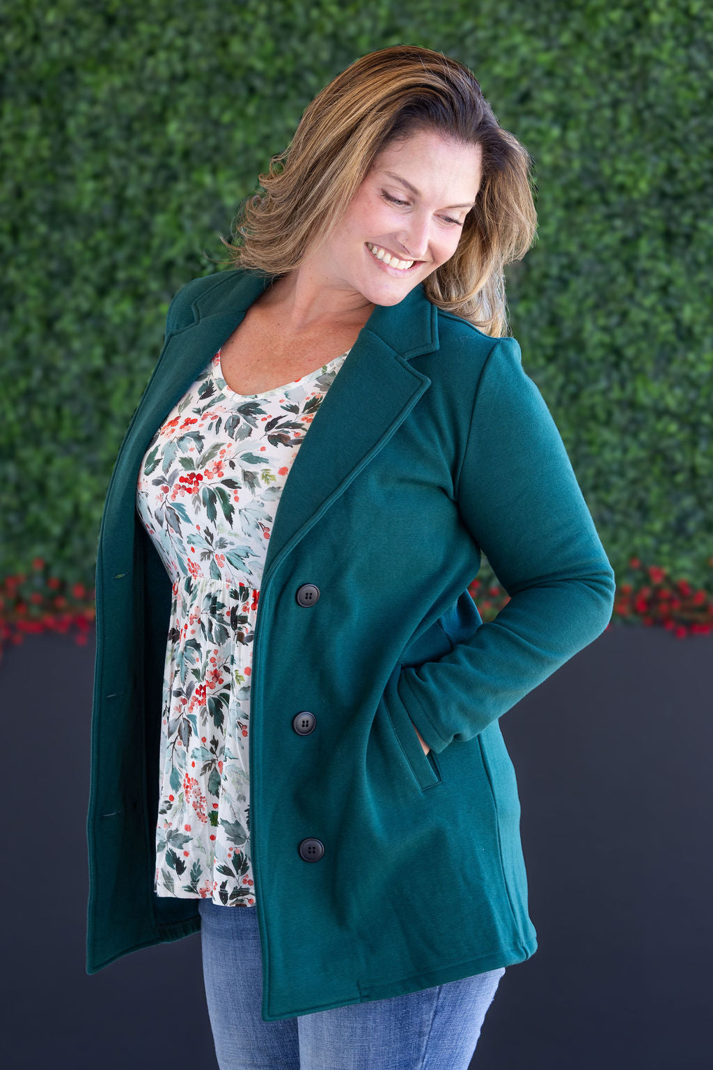 Scarlett Sweater Jacket - Hunter Green