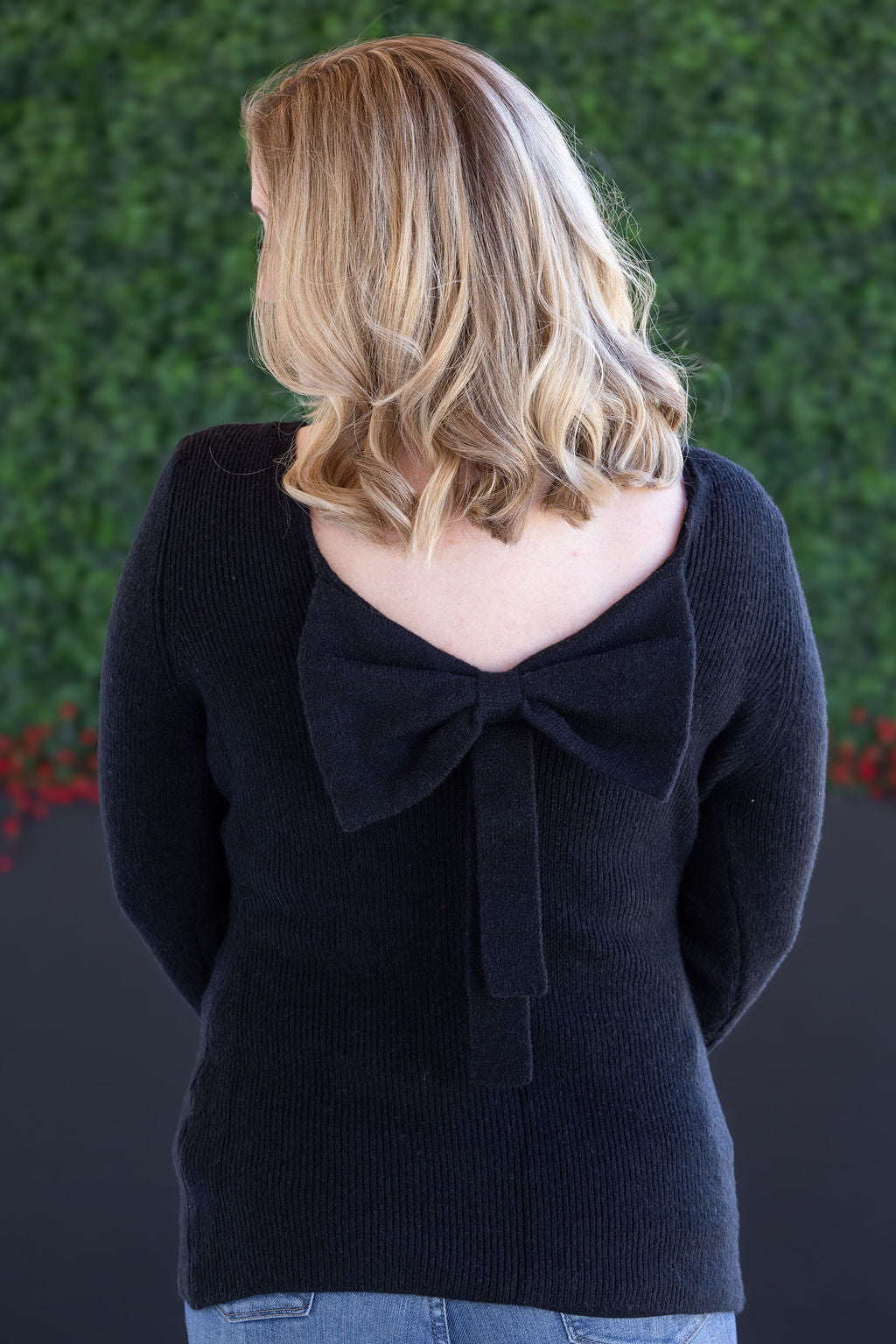 Bridget Back Bow Sweater - Black