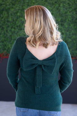 Bridget Back Bow Sweater - Hunter Green