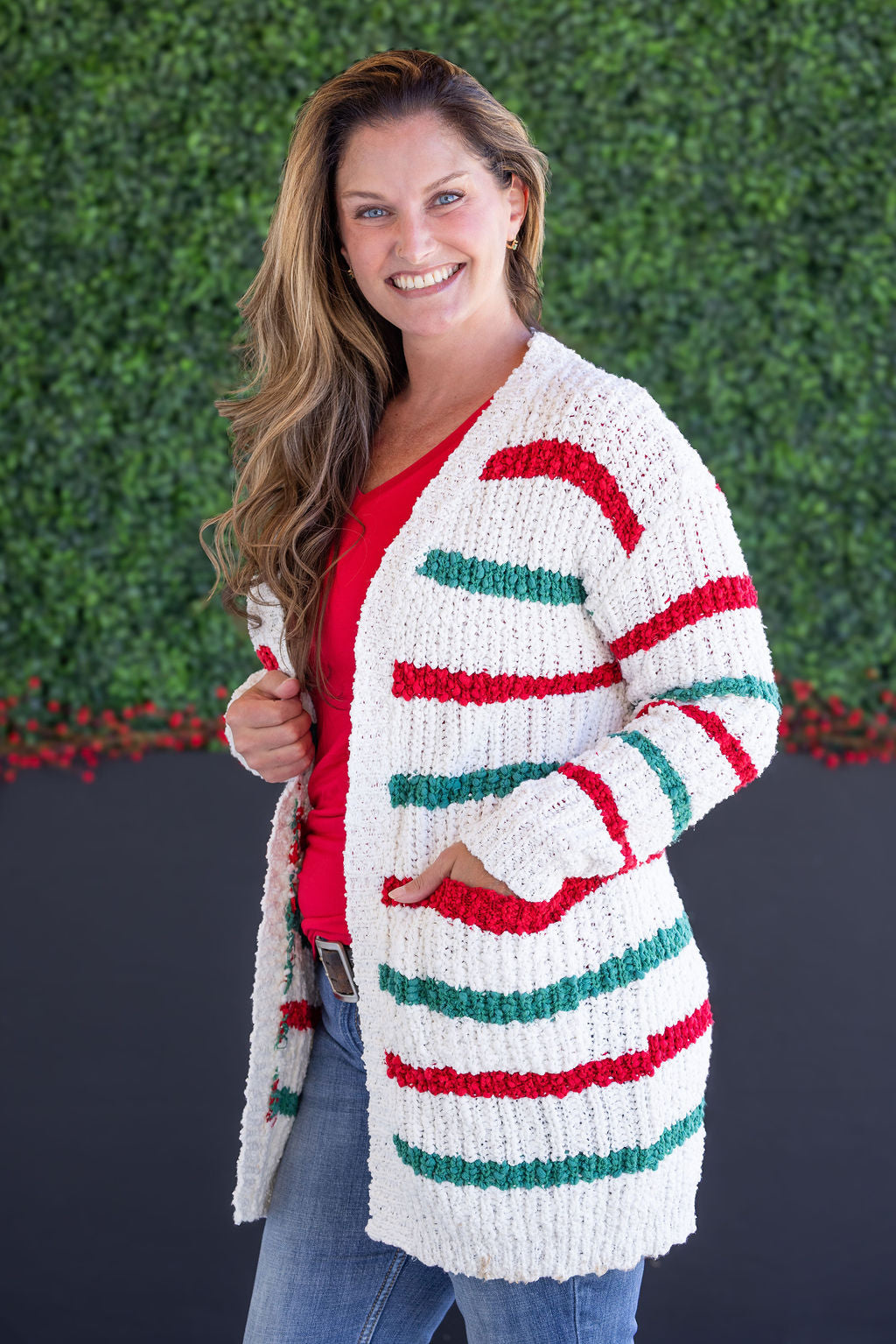 Stripe Cardigan - Christmas Stripe