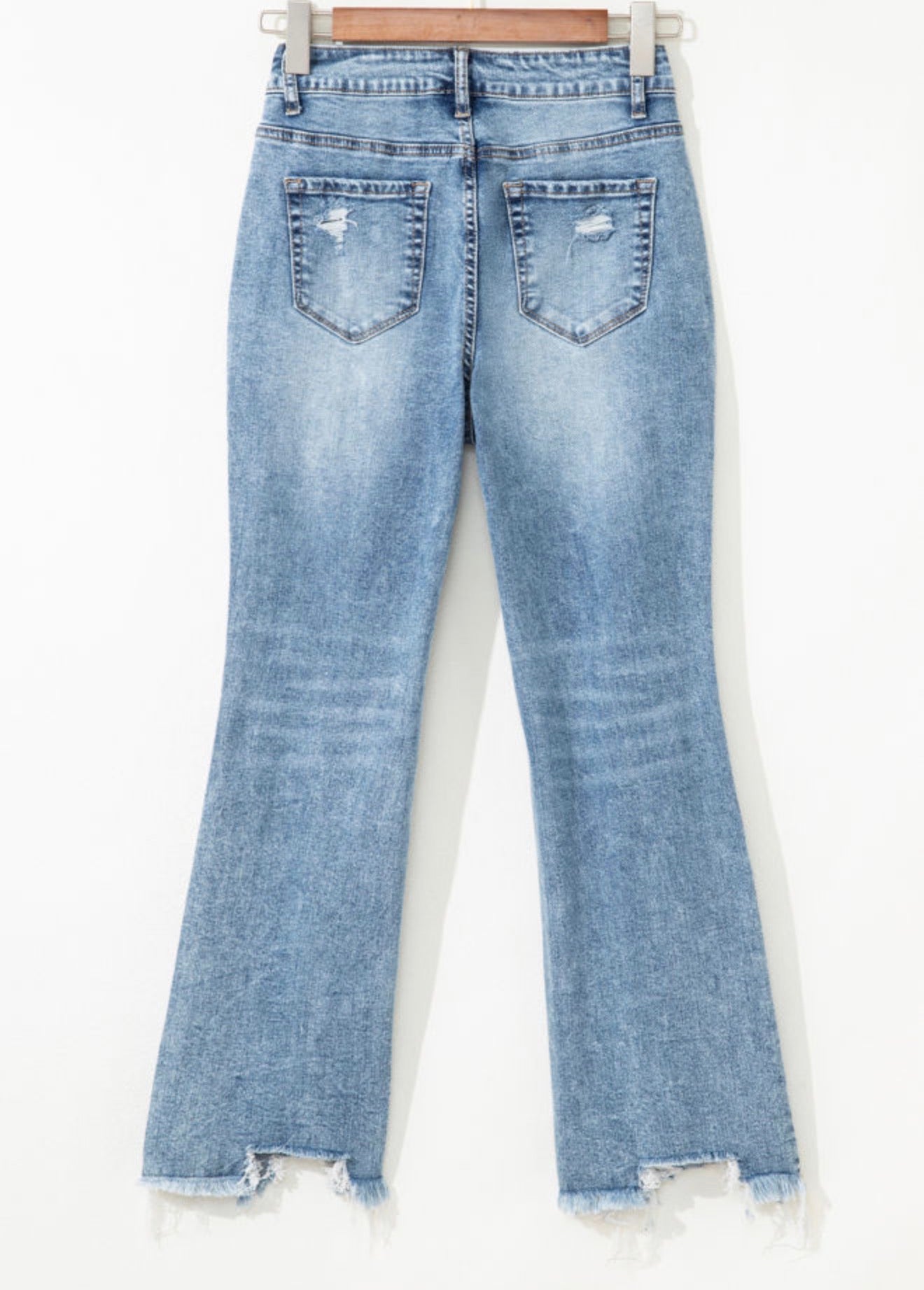Raw-Hem Ripped Flare Jeans WTW