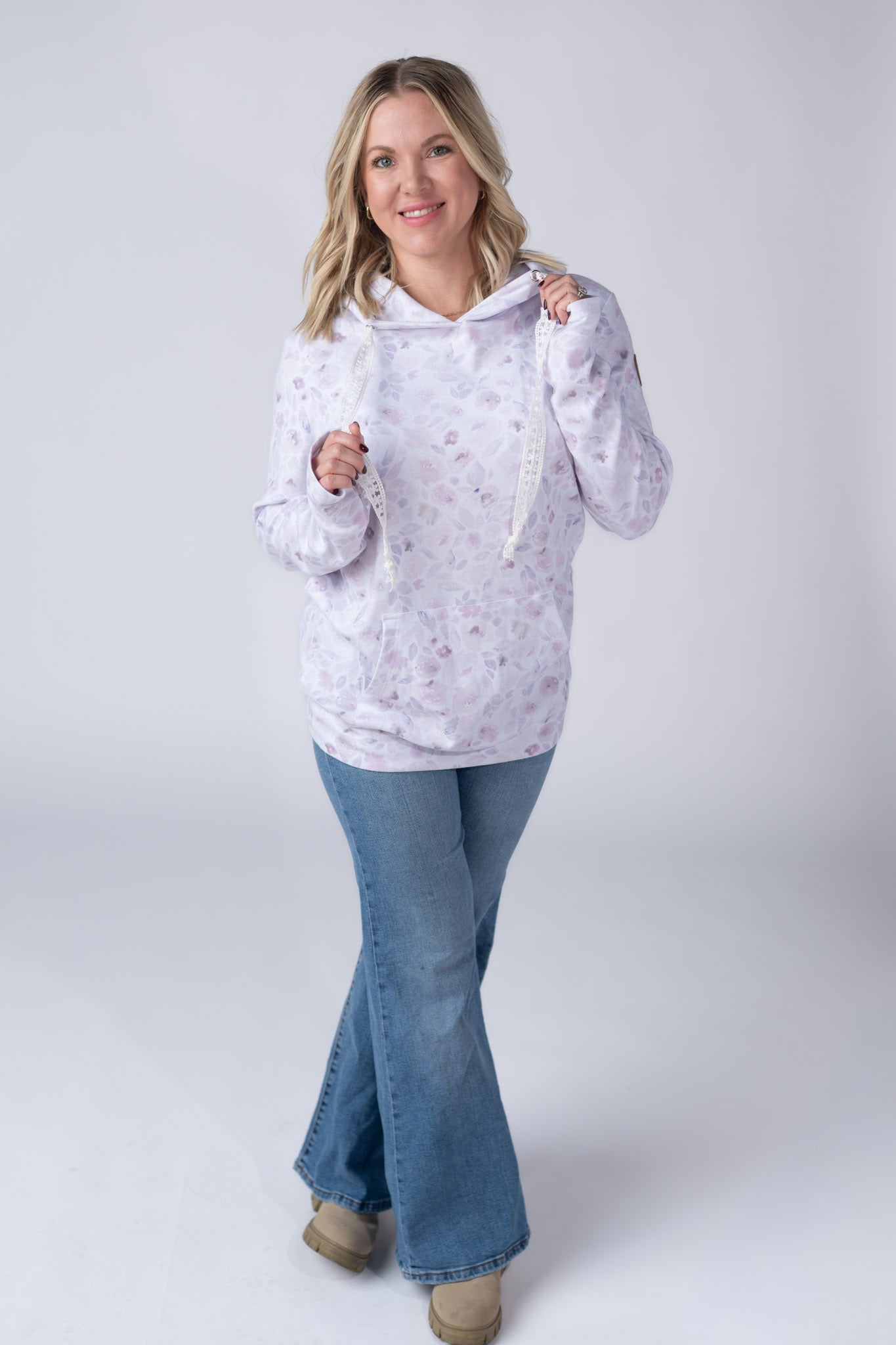 Hailey Pullover Hoodie - Blush Floral
