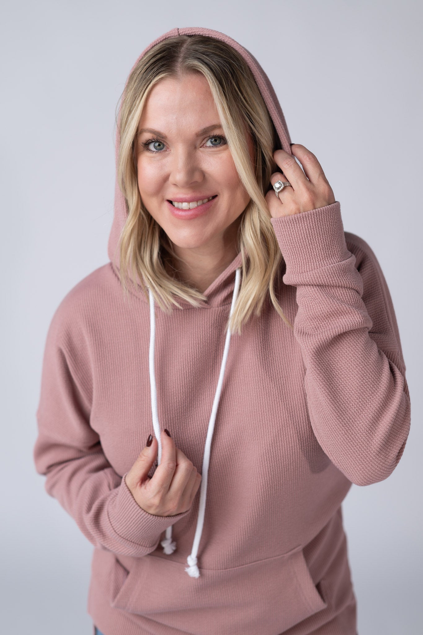 Kacey Ribbed Hoodie - Rose