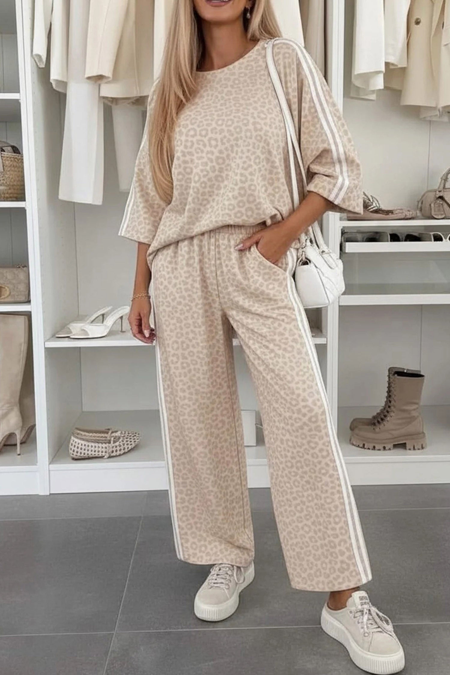 Leopard Varsity Stripe Pant Set WTW