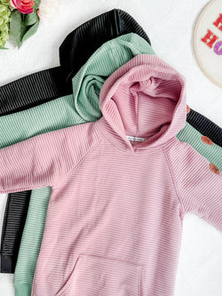 Tatum Textured Pullover Hoodie - Rose